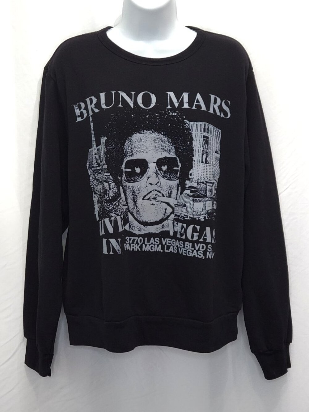 Bruno Mars Las Vegas Sweatshirt Womens Small S Black Pullover Merch Park MGM K10